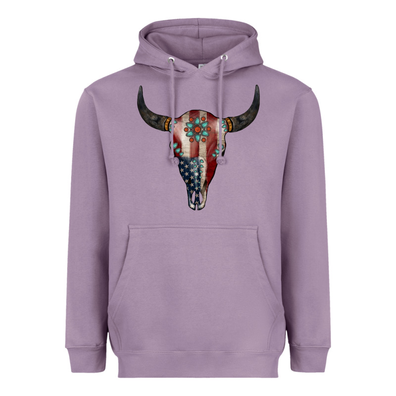 American Bull Skull Gemstone Heavyweight Hoodie by Jasminsmagicworld | Teevron
