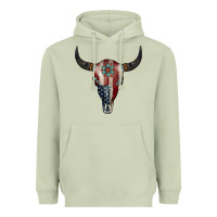 Matcha American Bull Skull Gemstone Heavyweight Hoodie - Jasminsmagicworld