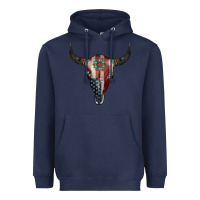 Navy American Bull Skull Gemstone Heavyweight Hoodie - Jasminsmagicworld