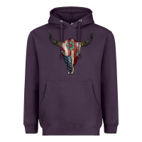 Plum American Bull Skull Gemstone Heavyweight Hoodie - Jasminsmagicworld