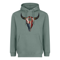 Sage American Bull Skull Gemstone Heavyweight Hoodie - Jasminsmagicworld