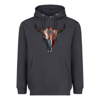 Smoke American Bull Skull Gemstone Heavyweight Hoodie - Jasminsmagicworld