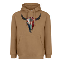 Toasted Coconut American Bull Skull Gemstone Heavyweight Hoodie - Jasminsmagicworld