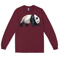 Burgundy walking panda Long Sleeve Tee - LillyAllenDesigns