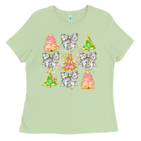 Matcha Christmas Trees And Bow Ladies Tee - CowhideDigitalArt
