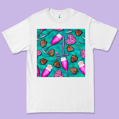 Valentines Day Champagne And Strawberry Premium Tee Designed By Bundleandbundleshop