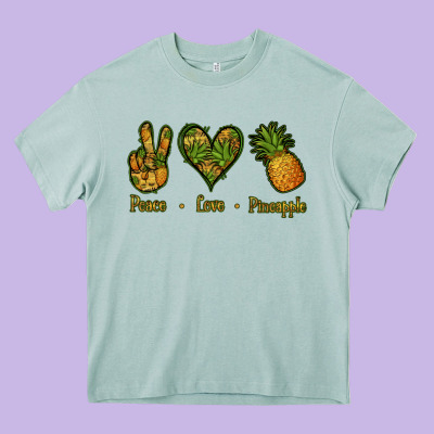 Peace Love Pineapple Heavy Core Tee Designed By Jasminsmagicworld