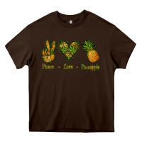 Chocolate Brown Peace Love Pineapple Heavy Core Tee - Jasminsmagicworld