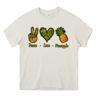 Cream Peace Love Pineapple Heavy Core Tee - Jasminsmagicworld