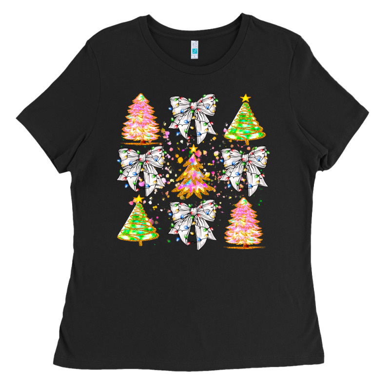 Christmas Trees And Bow Ladies Tee by CowhideDigitalArt | Teevron