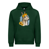 Forest Green Sunflower Baby Donkey Urban Hoodie - RanaPortraitStore