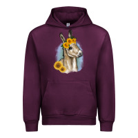 Mauve Wine Sunflower Baby Donkey Urban Hoodie - RanaPortraitStore