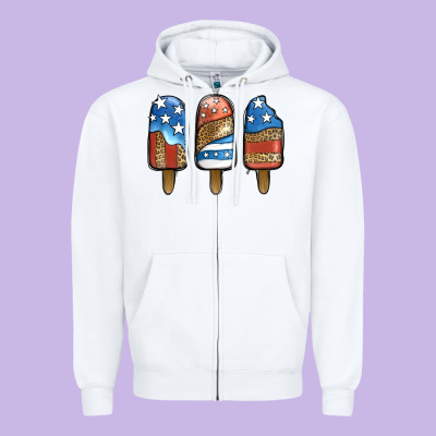 Patriotic Leopard Popsicles Zipper Hoodie Designed By Jasminsmagicworld