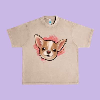 Chihuahua Pink Glitter Urban Heavy Tee Designed By Jasminsmagicworld