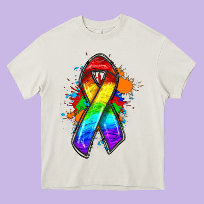 Pride Ribbon Heavy Core Tee Designed By Fadigitalartstudio
