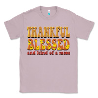 Lilac thankful blessed and kind of a mess Classic Tee - BarkalooDesign