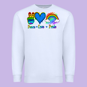 Peace Love Pride Premium Sweatshirt Designed By Jasminsmagicworld