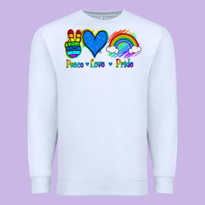 Peace Love Pride Premium Sweatshirt Designed By Jasminsmagicworld
