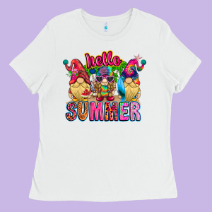 Hello Summer Gnome Ladies Tee Designed By Cowhidedigitalart
