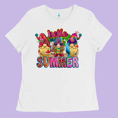 Hello Summer Gnome Ladies Tee Designed By Cowhidedigitalart