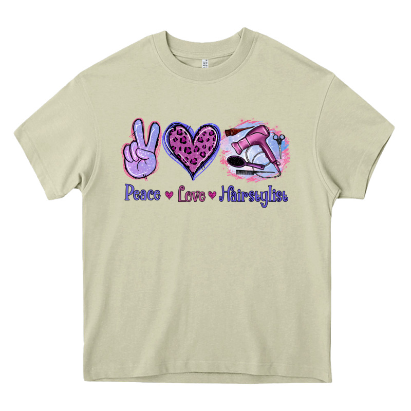 Peace Love Hairstylist Heavy Core Tee by Jasminsmagicworld | Teevron