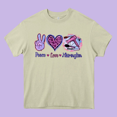 Peace Love Hairstylist Heavy Core Tee Designed By Jasminsmagicworld