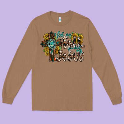 Let Me Tell You About My Jesus Long Sleeve Tee Designed By Racoondesign