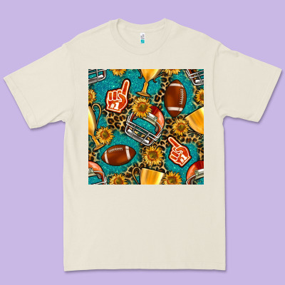 American Football Winner Cup And Helmet Seamless Pattern Premium Tee Designed By Bundleandbundleshop