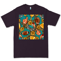 Plum american football winner cup and helmet seamless pattern Premium Tee - BundleAndBundleShop