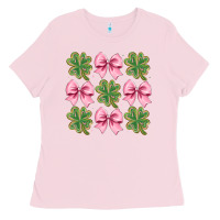 Bubblegum Pink clover bow Ladies Tee - CowhideDigitalArt