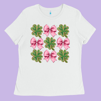 Clover Bow Ladies Tee Designed By Cowhidedigitalart