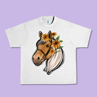 Floral Horse Urban Heavy Tee Designed By Jasminsmagicworld