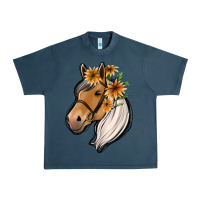 Midnight Navy floral horse Urban Heavy Tee - Jasminsmagicworld