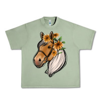 Oil Green floral horse Urban Heavy Tee - Jasminsmagicworld