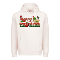 Pale Pink merry teacher Premium Hoodie - BarkalooDesign
