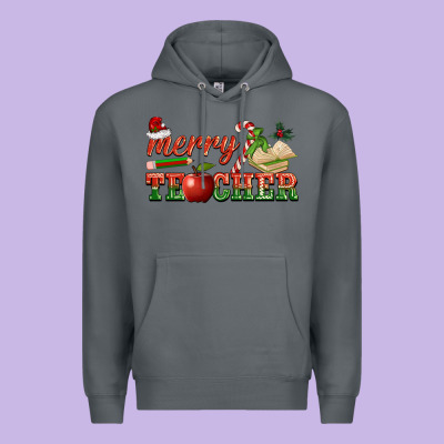 Merry Teacher Premium Hoodie Designed By Barkaloodesign