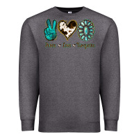 Charcoal Heather Peace Love Turquoise Premium Sweatshirt - Jasminsmagicworld