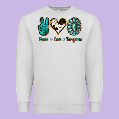 Peace Love Turquoise Premium Sweatshirt Designed By Jasminsmagicworld