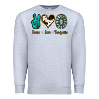 Heather Grey Peace Love Turquoise Premium Sweatshirt - Jasminsmagicworld
