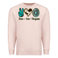 Pale Pink Peace Love Turquoise Premium Sweatshirt - Jasminsmagicworld