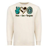 Sandshell Peace Love Turquoise Premium Sweatshirt - Jasminsmagicworld
