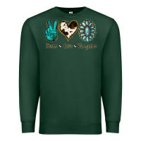 Sports Green Peace Love Turquoise Premium Sweatshirt - Jasminsmagicworld