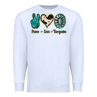 White Peace Love Turquoise Premium Sweatshirt - Jasminsmagicworld