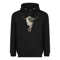 Black Cowhide Bull Skull Heavyweight Hoodie - Jasminsmagicworld