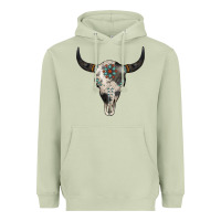 Matcha Cowhide Bull Skull Heavyweight Hoodie - Jasminsmagicworld