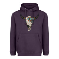 Plum Cowhide Bull Skull Heavyweight Hoodie - Jasminsmagicworld