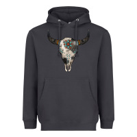 Smoke Cowhide Bull Skull Heavyweight Hoodie - Jasminsmagicworld