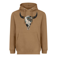 Toasted Coconut Cowhide Bull Skull Heavyweight Hoodie - Jasminsmagicworld