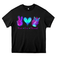 Black Peace Love Mermaid Heavy Core Tee - Jasminsmagicworld