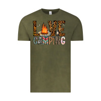 Vintage Olive Love Camping Vintage Tee - CowhideDigitalArt